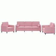 VidaXL Ensemble de canapés 3 pcs avec coussins rose velours Modèle Nova Horizon - 3201957