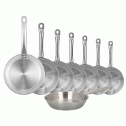 WellHome - Set de 8 Poêles Ø20/22/24/26/28/30/32/34cm en Acier inoxydable, compatibles induction et SANS revêtement antiadhésif - inox PK8161