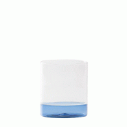 Zafferano Filo Bianco Ensemble de 4 Verres Tumbler en Verre Borosilicaté Soufflé à la Main, Transparent et Bleu, Design Artisanal Muranais pour Tab