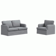 Canapé 2 pcs Gris clair 144 x 80 x 85 cm tissu Modèle Apex Horizon - Matériau naturel 8721364374034