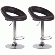 CLP Lot de 2 Tabourets de bar Olinda en similicuir hauteur réglable et siège pivotant Marron/Chrome - marron polyester 320275 CLP Lot de 2 Tabourets de bar Olinda en similicuir hauteur réglable et siège pivotant Marron/Chrome - marron polyester 320275