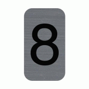 Exacompta - Réf. 67188E - 1 Plaque adhésive imitation Aluminium Chiffre 8 - Dimensions 2,5x4,4 cm - Gris - gris aluminium 67188E