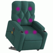 Fauteuil inclinable de massage électrique Vert foncé Tissu Modèle Estoril - 8721012172401