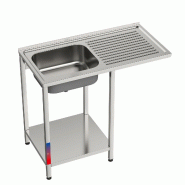 Gasfrit – Évier sous comptoir avec 1 bac et 1 égouttoir, industriel, en acier inoxydable, avec emplacement pour lave-verres, 1000 x 500 x 850 mm.