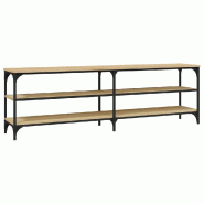 Helloshop26 - Meuble TV design industriel vintage 160 x 30 x 50 cm avec étagères ouvertes ambiance cosy en bois chêne sonoma 02_0048546 - vert Bois