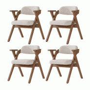 Merax lot de 4 chaises de salle à manger pliantes, bois massif avec revêtement et accoudoirs en lin, 64,5 x 66,5 x 76 cm, beige + noyer - multicolor