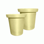 PLAST'UP ROTOMOULAGE Pot de fleurs rond xxl delight 75l- lot de 2 - IVOIRE - beige 0637962082531