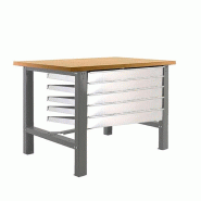 SimonRack Table de travail d’atelier, 1800x750 mm, 5 tiroirs, plateau MDF 35 mm, Charge 600 kg, Gris - BT-6 - gris métal 8425437125935