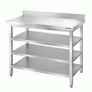 Table de travail en inox Bar 1000x700 mm avec 3 étagères inférieures et dosseret PREMIUM - GOLDINOX - gris inox 3701770832095
