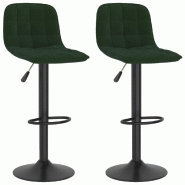 Tabourets de bar lot de 2 vert foncé velours Modèle Aero Plus - vert 333994