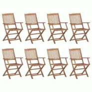 VidaXL Chaises Pliables D Extérieur Lot De 8 Bois D Acacia Solide - marron 3075084 VidaXL Chaises Pliables D Extérieur Lot De 8 Bois D Acacia Solide - marron 3075084