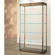 Vitrine T-Métal colonne 95x45xH190cm 4 spots LED - bronze