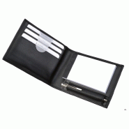 Alassio Etui bloc-notes Gubbio, en cuir Nappa noir - 4021068430352