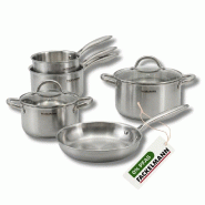 Batterie de cuisine avec 1 poêle de cuisson 20 cm 2 casseroles 14/18 cm et 2 faitouts 20/24 cm sans PFAS Fackelmann Vita3 - gris Acier inoxydable 18/
