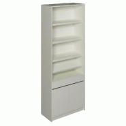 Buffet blanc mat 2 portes 5 tablettes + 1 coulissante 90x42x240cm