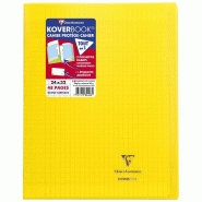 Clairefontaine Lot de 10 Cahier Kover Book 24x32, 48p./24 feuilles 90 g/m² piquées, couv. Transparente jaune, Séyès - 3037929844061