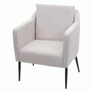 Décoshop26 - Chaise fauteuil cocktail lounge cadre en métal revêtement en tissu beige 04_0003160 - beige métal 3000350532692