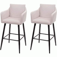 Décoshop26 - Lot de 2 tabourets de bar avec repose-pieds en tissu crème et métal noir TDB04063 - noir 3001093369606 Décoshop26 - Lot de 2 tabourets de bar avec repose-pieds en tissu crème et métal noir TDB04063 - noir 3001093369606