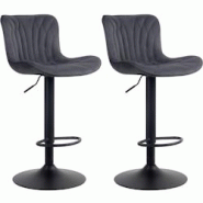 Décoshop26 - Lot de 2 tabourets de bar chaises hautes avec coutures décoratives en tissu velours noir pieds en métal noir 10_0004329 - noir 3000252 Décoshop26 - Lot de 2 tabourets de bar chaises hautes avec coutures décoratives en tissu velours noir pieds en métal noir 10_0004329 - noir 3000252