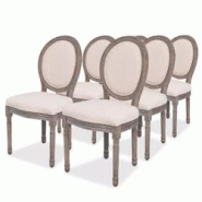 Décoshop26 - Lot de 6 chaises de salle à manger cuisine design classique en tissu crème CDS022367 - 3000026511532 Décoshop26 - Lot de 6 chaises de salle à manger cuisine design classique en tissu crème CDS022367 - 3000026511532