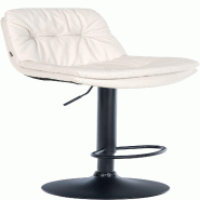 Décoshop26 - Tabouret chaise haute x1 pour cuisine et bar à assise moelleuse en similicuir blanc foncé cadre en métal noir 10_0005800 - blanc mét