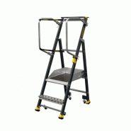 Escabeau à roues prévention TMS 1 niveau - aluminium laqué avec plateforme et garde-corps Escabeau à roues prévention TMS 1 niveau - aluminium laqué avec plateforme et garde-corps