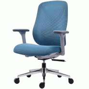 Fauteuil de bureau ergonomique pivotant, accoudoirs 4D et dossier oscillant respirant, soutien lombaire et hauteur réglable - ZIK - bleu multi-matér