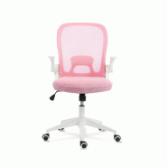 Furniture Style Chaise de bureau Vega - dossier pliable, accoudoirs pliables. Blanc/Rose - rose polyester FS8002BLRS