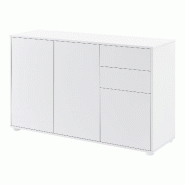Helloshop26 - Buffet commode meuble de rangement pratique avec 2 tiroirs 3 portes 117 cm blanc brillant 03_0005046 - blanc 3000604199787