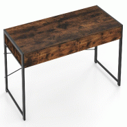Helloshop26 - Bureau informatique compact avec 2 tiroirs 111 x 48 x 76 cm rangement ample moderne en bois manufacturé brun rustique 20_0010913 - mét