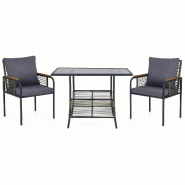 Helloshop26 - Ensemble bistro de terrasse 104 x 66 x 71 cm gain de place confortable chaise empilable design en rotin gris 20_0019438 - gris verre 300