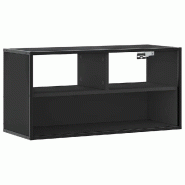 Helloshop26 - Meuble TV mural tendance noir 80 x 31 x 39,5 cm avec grand espace de rangement style industriel en bois noir 02_0049630 - noir métal 30