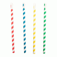 Paille-cuillère papier rayée coloris assortis Ø0,80x21cm - par 100