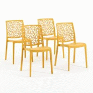 RATTATAN Set 4 Chaises en polypropylène avec fibre de verre empilables pour extérieur et jardin, bar et restaurant, cuisine design moderne - ANNA - RATTATAN Set 4 Chaises en polypropylène avec fibre de verre empilables pour extérieur et jardin, bar et restaurant, cuisine design moderne - ANNA -