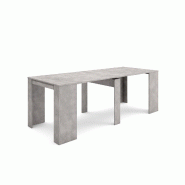 SKRAUT HOME Table console extensible, 220, Pour 10 personnes, Table à Manger, Ciment - gris Bois manufacturé EX237CEM2020