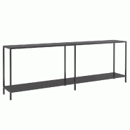 Table console Noir 220x35x75,5 cm Verre trempé Modèle Atlas Premium - 331711