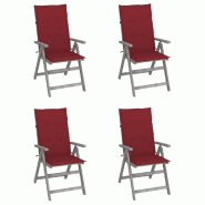 VidaXL Chaises Inclinables De Jardin Lot De 4 Et Coussins Bois Acacia - gris 3065386