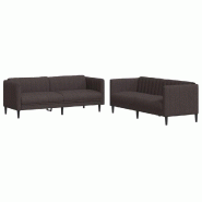 VidaXL Ensemble de canapés 2 pcs marron foncé tissu Modèle Germontia - 3209241
