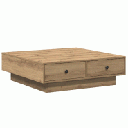 VidaXL Table basse Chêne artisanal 90 x 90 x 28 cm Bois d'ingénierie Modèle Boreal Métal - 868803