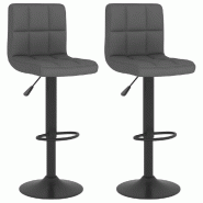 VidaXL Tabourets De Bar Lot De 2 Gris Foncé Tissu - gris 334281