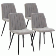 VS Venta-stock Pack 4 chaises Sagi recouvertes de tissu gris - gris polyester I22088