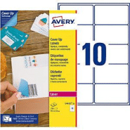 Avery L4612 Etiquettes de masquage permanentes opaques blanches 99,1 x 57 mm pour imprimante laser - 25 feuilles A4 - 250 étiquettes par boîte Avery L4612 Etiquettes de masquage permanentes opaques blanches 99,1 x 57 mm pour imprimante laser - 25 feuilles A4 - 250 étiquettes par boîte