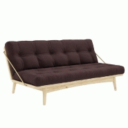 BANQUETTE FUTON FOLK EN PIN MASSIF COLORIS MARRON COUCHAGE 130 X 190 CM.