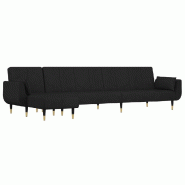 Canapé-lit en forme de L noir 275x140x70 cm velours Modèle Farella - 8720845828486