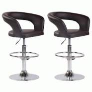 Décoshop26 - Lot de 2 tabourets de bar assise moderne en PVC marron pieds et repose-pieds en métal chromé 10_0004219 - marron 3000251990836 Décoshop26 - Lot de 2 tabourets de bar assise moderne en PVC marron pieds et repose-pieds en métal chromé 10_0004219 - marron 3000251990836