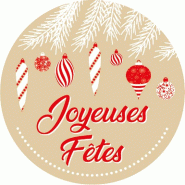 Etiquette cadeau adhésive Joyeuses Fêtes or décos de Noël Ø35mm - par 500