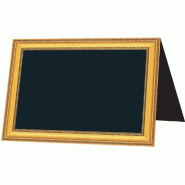 Étiquette chevalet ardoise réversible ornement - 7x5cm - Noir et or - par 10