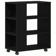 Helloshop26 - Armoire de rangement roulante moderne avec 3 étagères 60 x 35 x 75 cm en bois d'ingénierie chêne noir 02_0051908 - noir Bois massif
