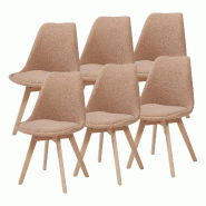 Helloshop26 - Lot de 6 chaises de salle à manger bouclé taupe 03_0009893 - 3000224925582