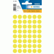 HERMA 240 pastilles adhésives coloris jaune fluo, Ø 13 mm (5 feuilles 9x16 / cdt) - 1854